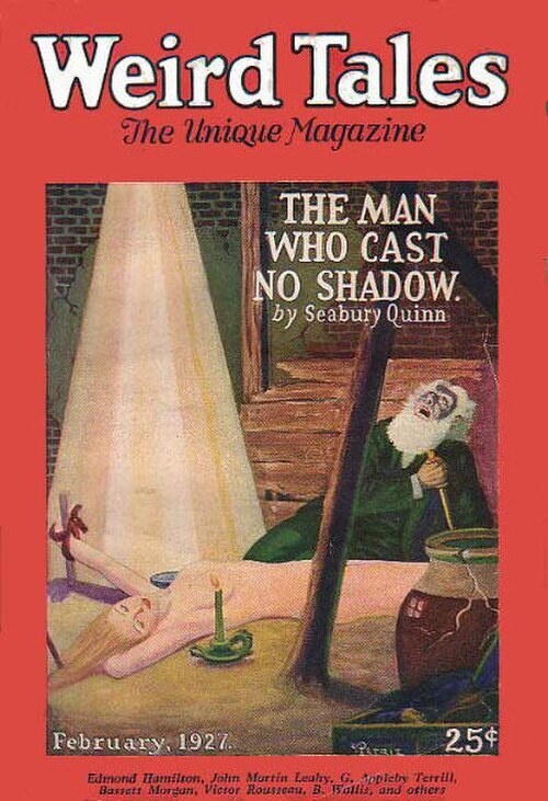 Weird Tales cover, February 1927, by C. Barker Petrie Jr.